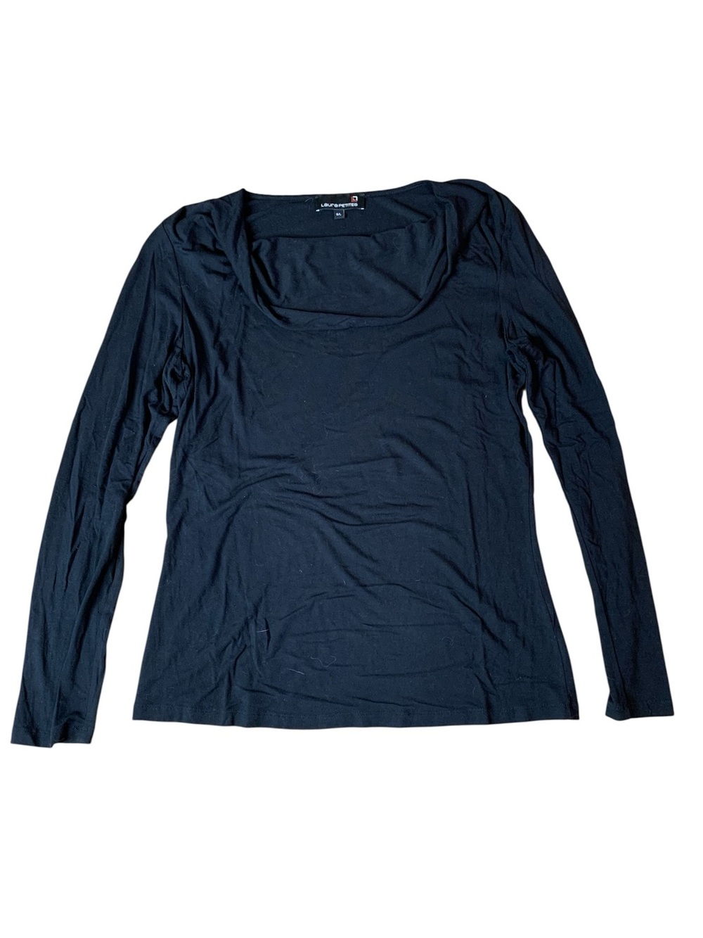 Laura Petites Black Long Sleeve Cowl Neck Top – Size Large
